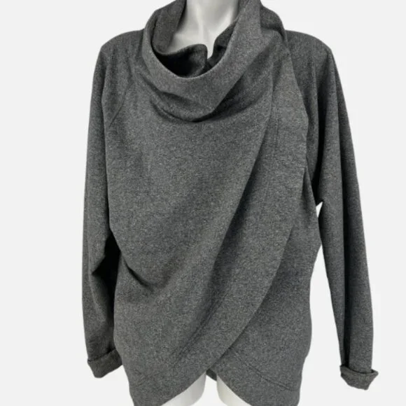 Lululemon That's A Wrap Gray Cowl Neck Long Sleeve Cardigan Sweater Cozy size 12 - Picture 2 of 7